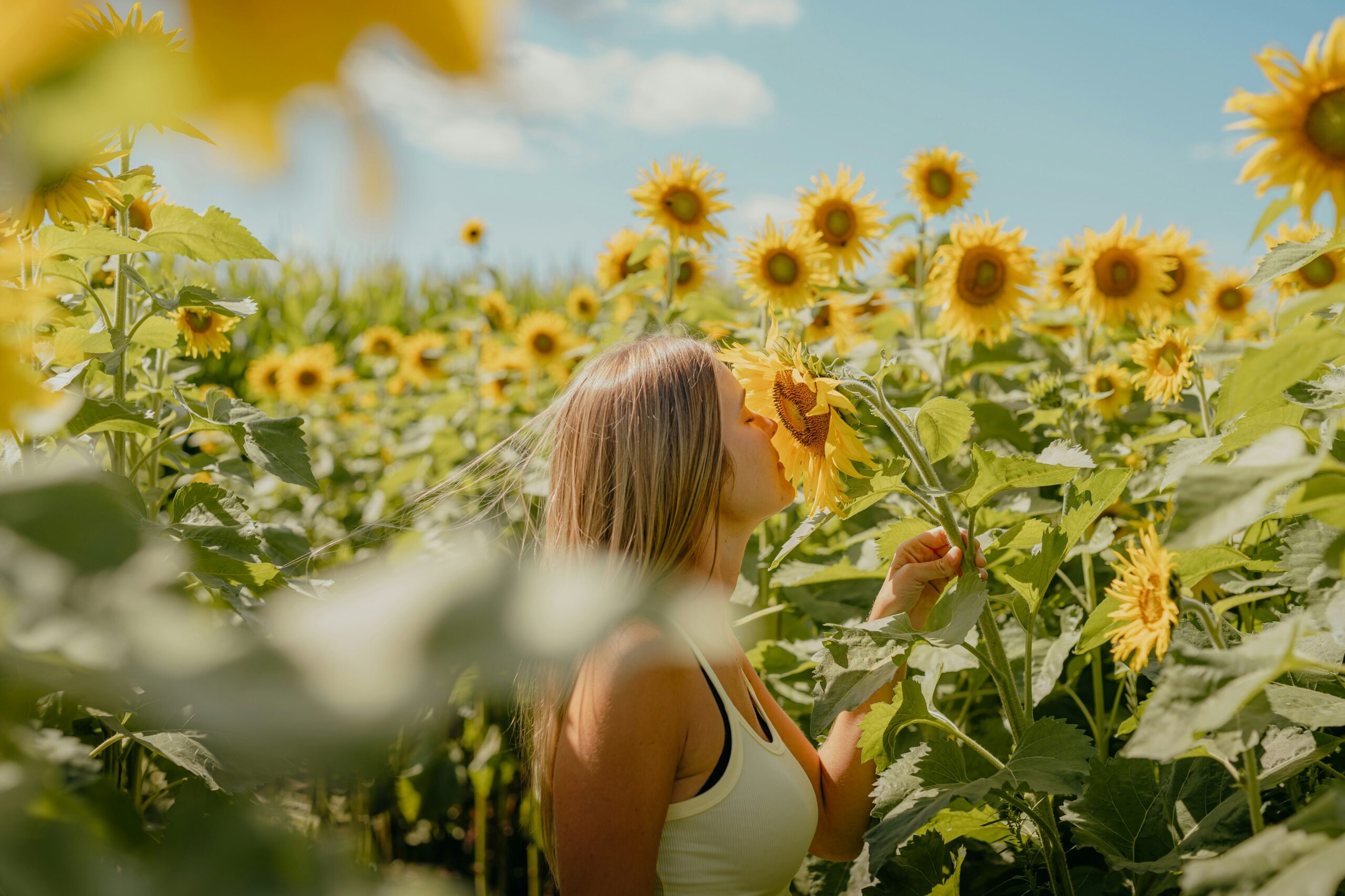 woman in a field of sunflowers | centerforrisingminds.org